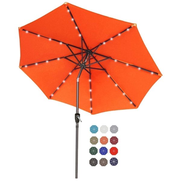 Outdoor Solar Patio Umbrella with 32 LED Lights 8 Ribs