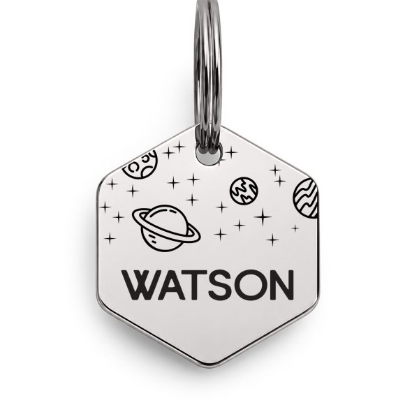 Cosmic Galaxy Hexagon Dog ID Tag