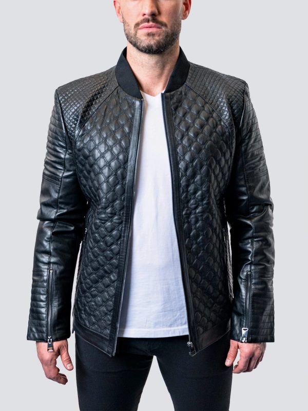 Croco Black Leather Jacket