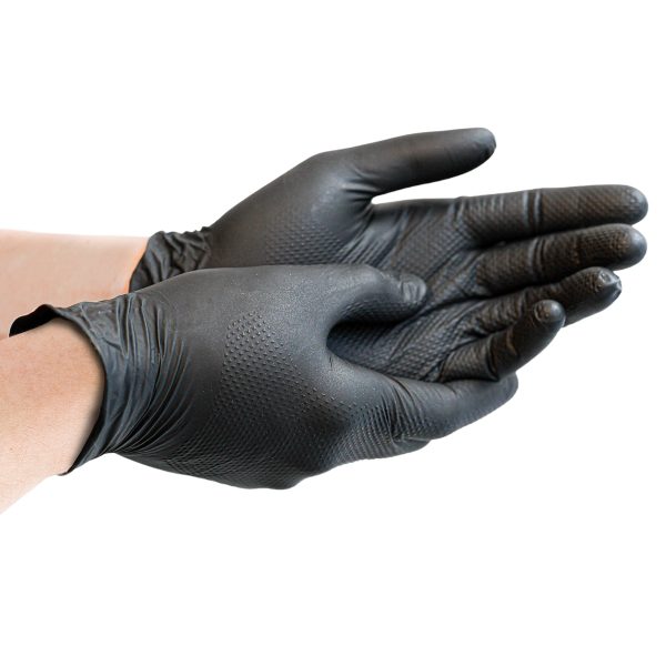 6 mil Disposable Nitrile Gloves, Black, Diamond Grip, Large, 100 ct