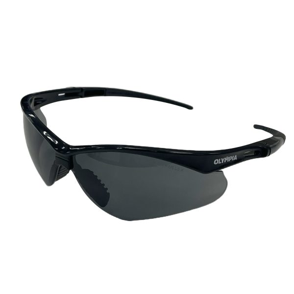 Safety Glasses, Half-Frame, Smoke, Anti-Scratch/Anti-Fog, Black