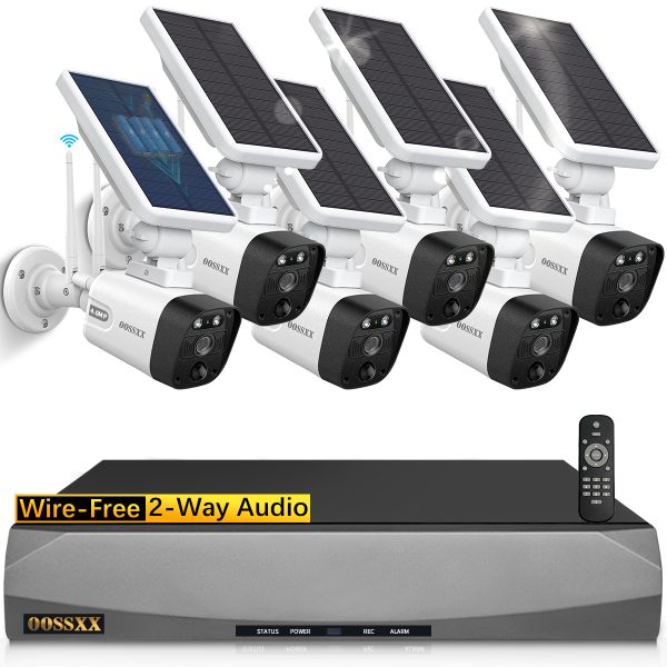 Solar Wireless Outdoor Security Camera System 6Cams with 2-Way Audio